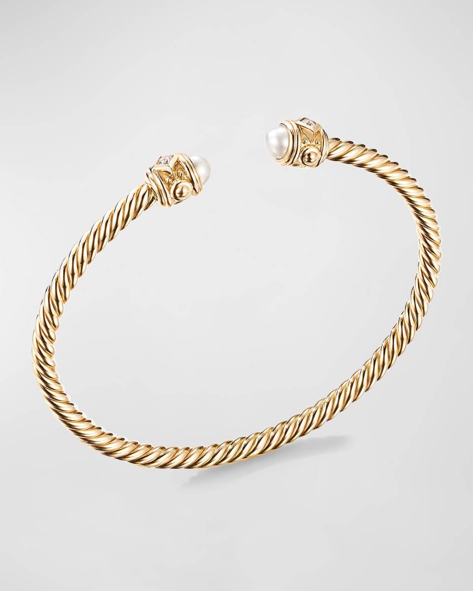 18K Renaissance Bracelet with Pearls and Diamonds, Size Large